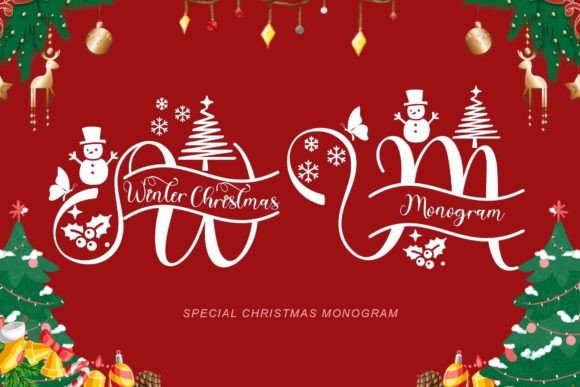 Winter Christmas Monogram Typeface for Editorial Design